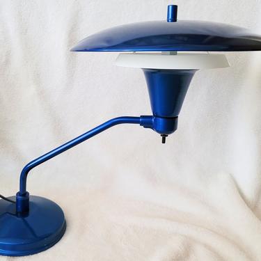 Vintage Industrial Blue Ufo Desk Lamp by Art Specialty Company