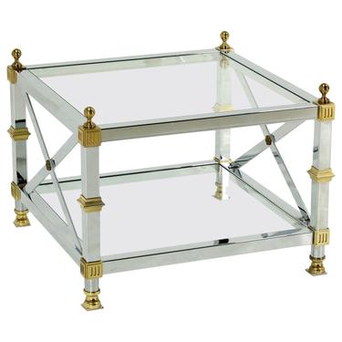 Maison Jansen Style Chrome and Brass End Table #1