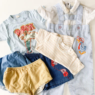 vintage lot of 6 1950s-80s boy's clothes / size 12-24M 