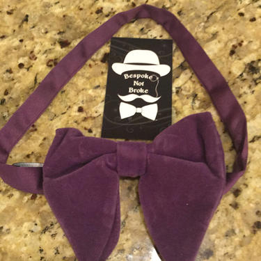 Purple Velvet Pre-Tied Bow Tie by BespokeNotBrokeStore