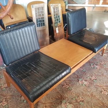 Mid-Century Two-Seater with Center Table 67 x 24.5