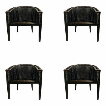 Baker / McGuire Chocolate Brown Cane Tenan Anywhere Dining Chairs - Set of 4
