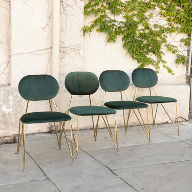 Green Velvet &amp; Gold Dining Chairs