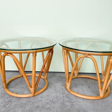 Pair of Rattan End Tables