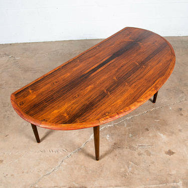 Mid Century Danish Modern Coffee Table Brazilian Rosewood Rounded Mcm Dark Wood