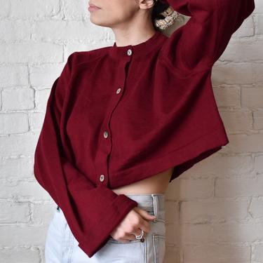 1990’s Vintage Romeo Gigli Cropped Red Wool Cardigan 