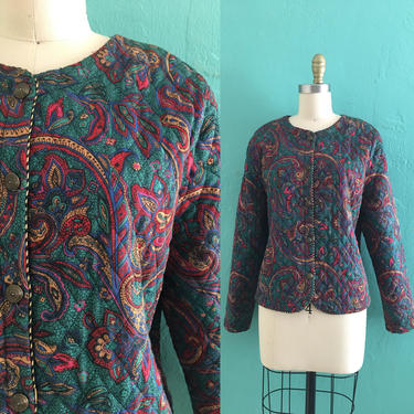 vintage 80's paisley quilted jacket 