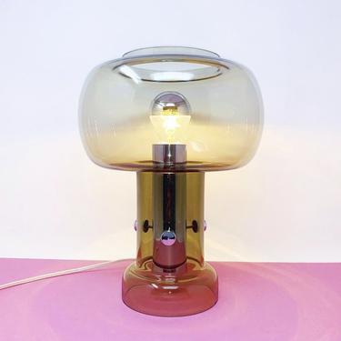 Vintage Smoked Glass Mushroom Lamp