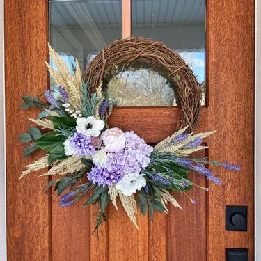Spring lavender, lilac and rosemary wreath, Modern Farmhouse Decor, Spring front door wreath, Easter wreath, Spring curb appeal 