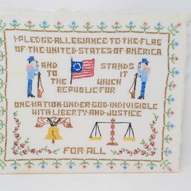 Vintage Pledge of Allegiance Cross Stitch 
