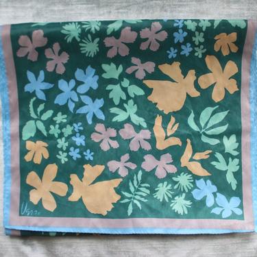 Forest Green Floral Vera Neumann Scarf from the 80s 