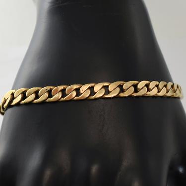 Classic 80's Italy 18k gold curb chain rocker bracelet, heavy Italian rose gold links statement bracelet 