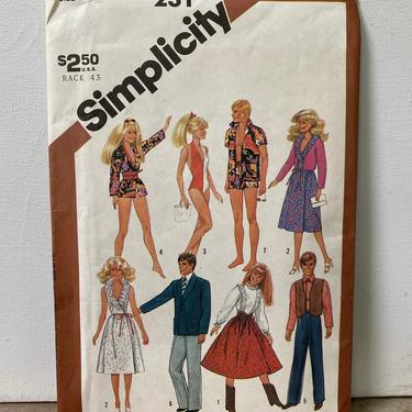 Vintage  80's Simplicity 231, Barbie Ken Doll Pattern, Brooke Shields Doll,   UNCUT 