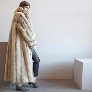 long faux fur gray coat / L 