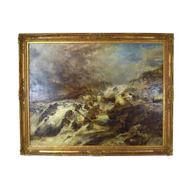 1870 Richard Sebastian Bond Mountain Landscape Genre Painting Cader Idris Wales 