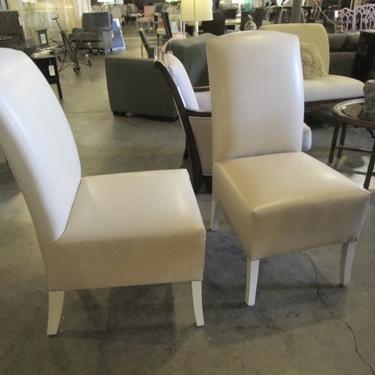 SET OF FOUR DINING CHAIRS WITH  LIGHT CREAM FAUX LEATHER