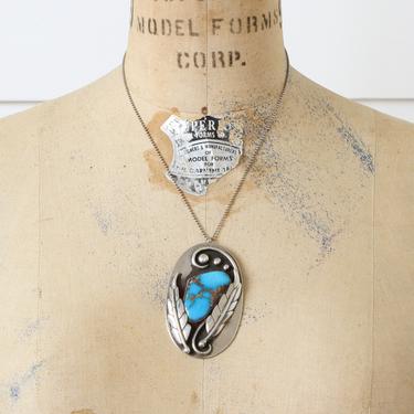 vintage 1970s artisan turquoise &amp; sterling silver • rare Blue Gem turquoise • southwest necklace 