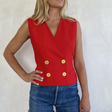 Vintage 80s Authentic Christian DIOR Red Vest - Small 