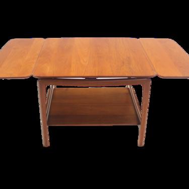 Solid Teak Scandinavian Modern Drop-Leaf Side Table Designed by Peter Hvidt