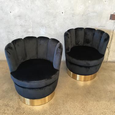 Pair of Black Shelly Swivel Chairs
