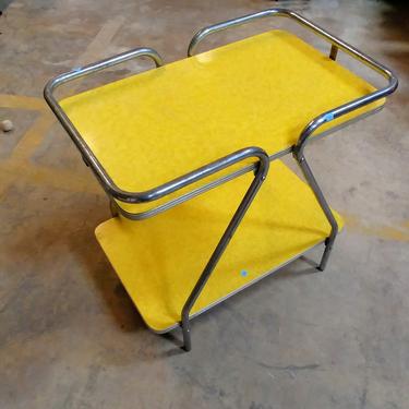 Vintage Yellow Bar Cart