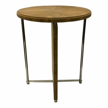Organic Modern Natural Finish Wood and Nickel End Table