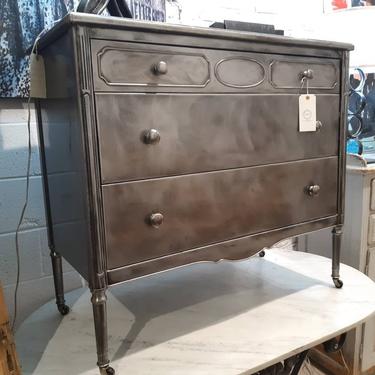 Vintage industrial stripped steel Simmons dresser 
