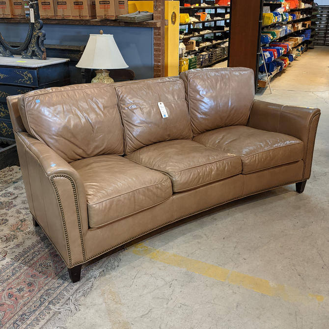 Zion Leather Sofa In Taupe By, Bradington Young Leather Furniture