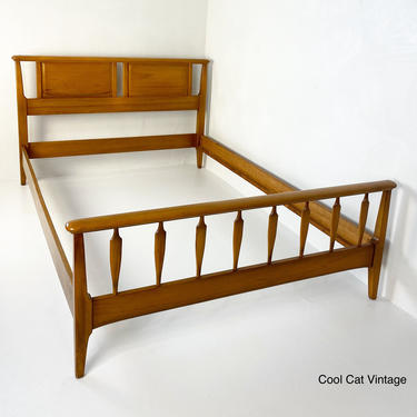 Full-Size Solid Pecan Bed Frame by Unique Furniture Makers, Circa 1950s - *Please see notes on shipping before you purchase. 
