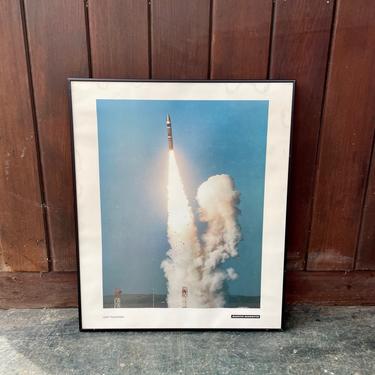 Vintage Martin Marietta USAF Peacekeeper Rocket Launch Enlarged Color Photograph Wall Art Mid-Century Space Race War 