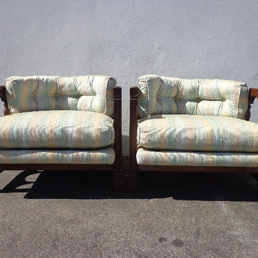 2 Chairs Vintage Barrel Set of Chairs Loungers Armchair Accent Chair Seating Wood Hollywood Regency Mid Century Modern Tufted Living Room 