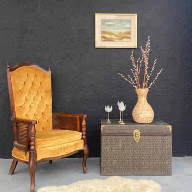 Tufted Mustard High Back Accent Chair