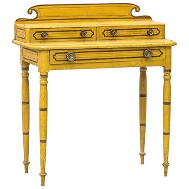 19th Century American Country Yellow Painted Pine Vanity Dressing Table