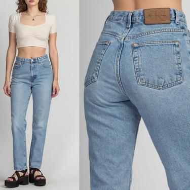 Vintage Calvin Klein High Waist Jeans - Medium, 28&amp;quot; | 90s Y2K CK Light Wash Denim Tapered Leg Mom Jeans 