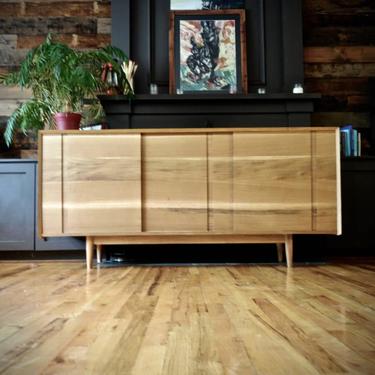 Mid Century Modern Credenza, White Oak Buffet, Made to Order Media Cabinet 