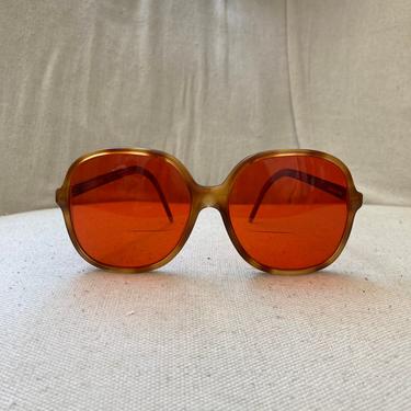 Vintage LIZ CLAIBORNE Glam Boho Sunglasses / Orange Tint + Reader inset 