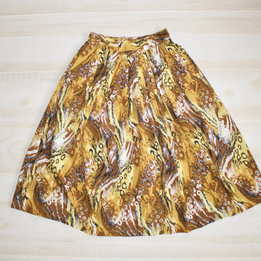 Vintage 70s Animal Print Skirt, 1970s A Line Skirt, Batik Print, Abstract, Leopard, High Waisted 