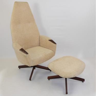 1965 Adrian Pearsall Swivel High Back Lounge Chair with Ottoman