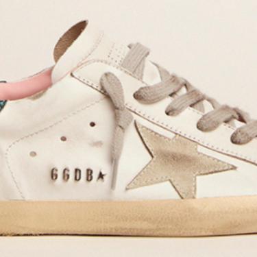 Golden Goose Super Star Classic with Spur in White Ice Petroleum