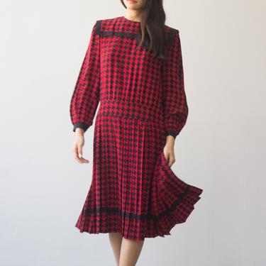 1980s Albert Nipon Silk Portrait Collar Dress 