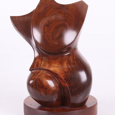 Vintage Abstract WOOD TORSO SCULPTURE 16&amp;quot; high, Carved Solid Walnut, Mid-Century Modern Art, brancusi henry moore joan miro eames knoll era 