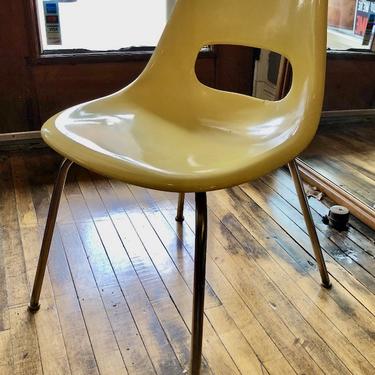 Single Yellow Fiberglass Side Chair by Krueger