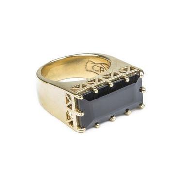 EAST WEST CROWN RING | GOLD VERMEIL &amp; ONYX