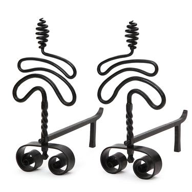 Scrolling Wrought Iron Andirons