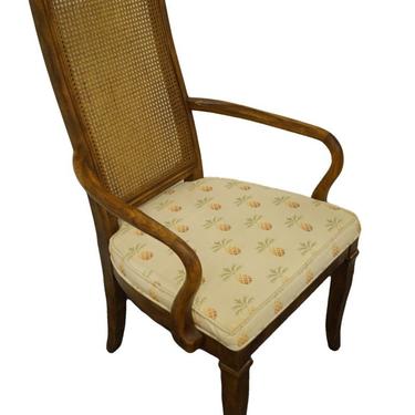 Drexel Heritage Walnut Country French Cane Back Dining Arm Chair 