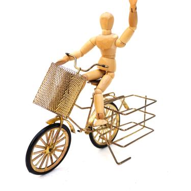 Vintage Brass Bicycle Figurine | Business Card Holder | Salt & Pepper Toothpick Caddy || Cool Mid-Century Bike Sports Decor 
