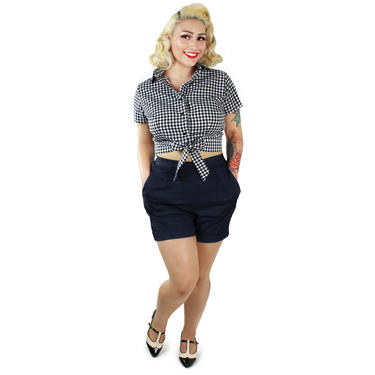 Black and White Gingham Knot Top XS-3XL 