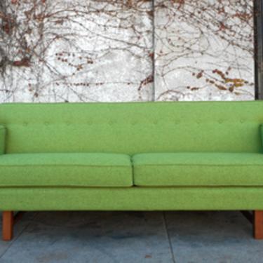 Mid Century Sofa in Green Tweed
