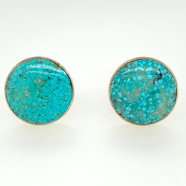 Vintage Number 8 Turquoise and Sterling Silver Mens Cufflinks Native American Navajo 