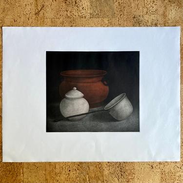 Tomoe Yokoi Rare Artist Proof Mezzotint Still Life Print Jar HMK Fine Arts 1980s 